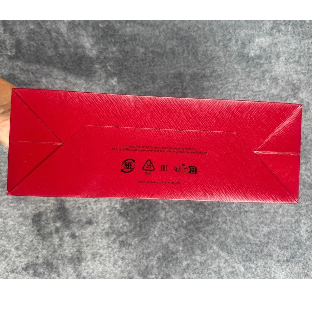 Cartier Red Textured Paper Shopping Bag Gold Logo Luxury Boutique Packaging 9x10